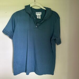 Blair Teal Eyelet Polo Shirt